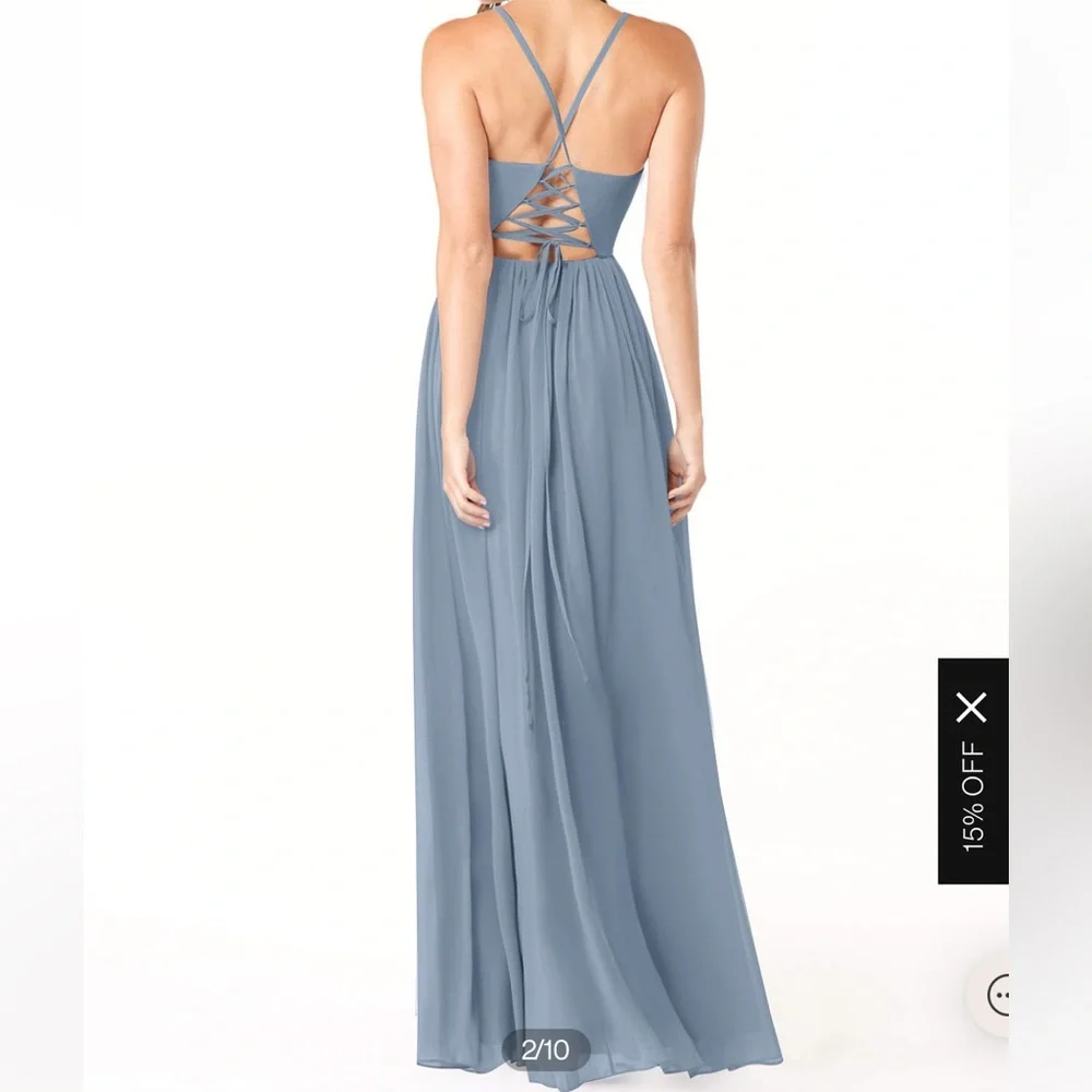 Azazie Aaida Dusty Blue Bridesmaid Dress - Picture 4 of 17